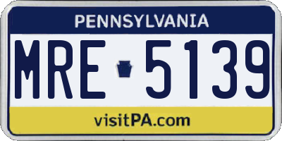 PA license plate MRE5139