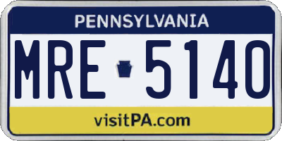 PA license plate MRE5140