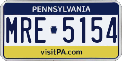 PA license plate MRE5154