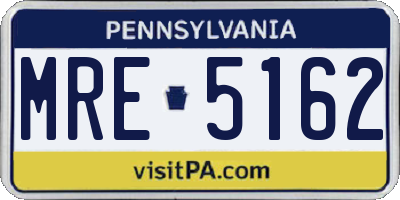 PA license plate MRE5162