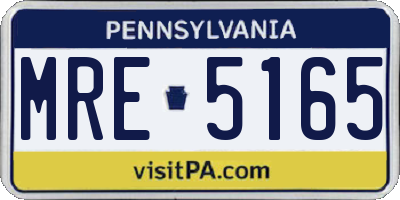 PA license plate MRE5165