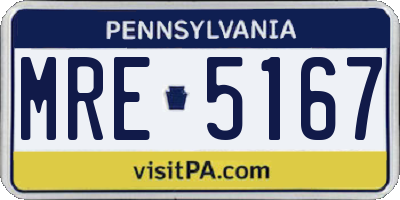 PA license plate MRE5167