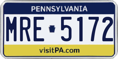 PA license plate MRE5172