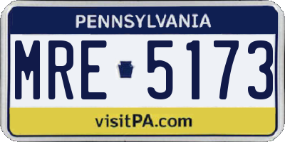 PA license plate MRE5173