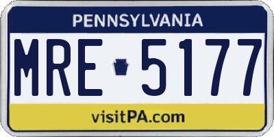 PA license plate MRE5177