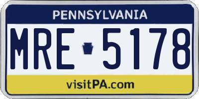 PA license plate MRE5178
