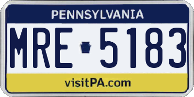PA license plate MRE5183