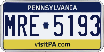 PA license plate MRE5193