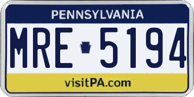 PA license plate MRE5194