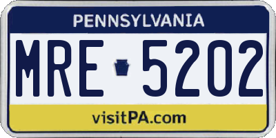 PA license plate MRE5202