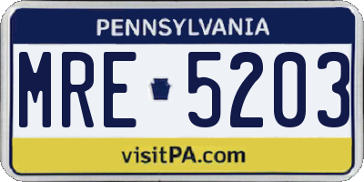 PA license plate MRE5203