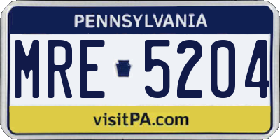 PA license plate MRE5204