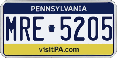 PA license plate MRE5205