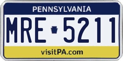 PA license plate MRE5211