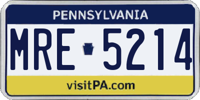 PA license plate MRE5214