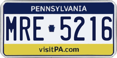 PA license plate MRE5216