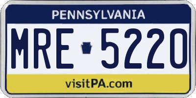 PA license plate MRE5220