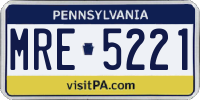PA license plate MRE5221