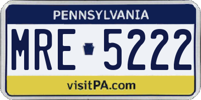 PA license plate MRE5222