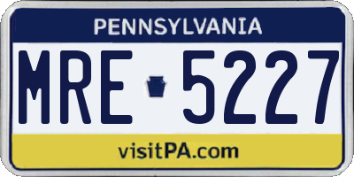 PA license plate MRE5227