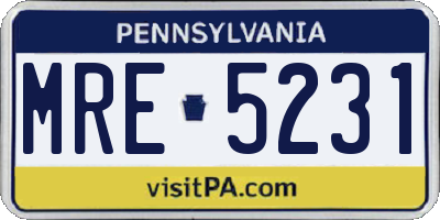 PA license plate MRE5231
