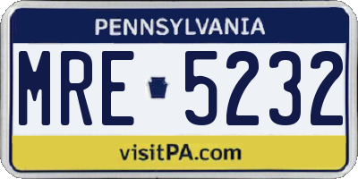 PA license plate MRE5232
