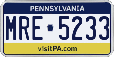 PA license plate MRE5233