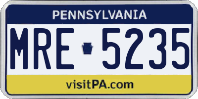 PA license plate MRE5235