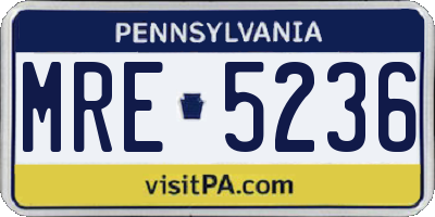 PA license plate MRE5236