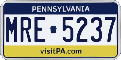 PA license plate MRE5237