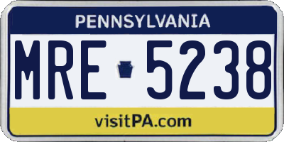 PA license plate MRE5238