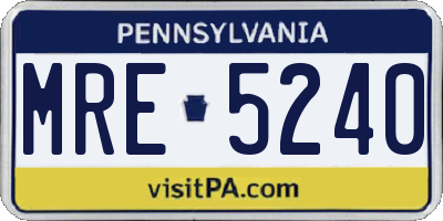PA license plate MRE5240