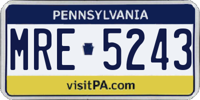 PA license plate MRE5243
