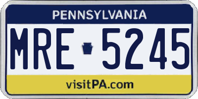 PA license plate MRE5245