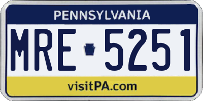 PA license plate MRE5251