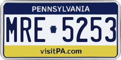 PA license plate MRE5253