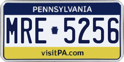 PA license plate MRE5256