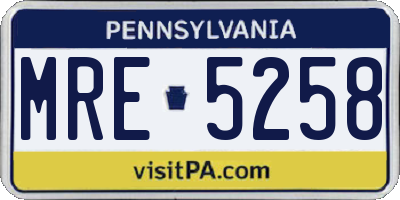 PA license plate MRE5258