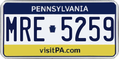 PA license plate MRE5259