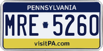 PA license plate MRE5260