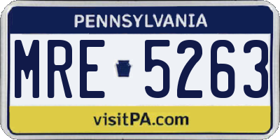 PA license plate MRE5263