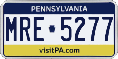 PA license plate MRE5277