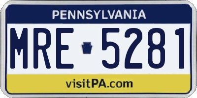 PA license plate MRE5281