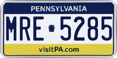 PA license plate MRE5285