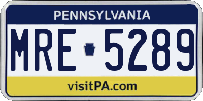 PA license plate MRE5289