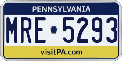 PA license plate MRE5293