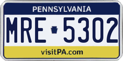 PA license plate MRE5302