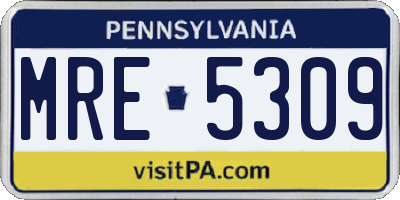 PA license plate MRE5309