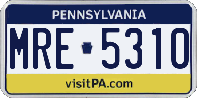 PA license plate MRE5310