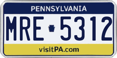 PA license plate MRE5312
